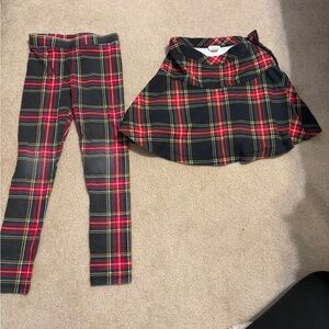 Crewcuts Plaid Skirt & Leggings Set | Girls Size 6–7 | Holiday Tartan Outfit